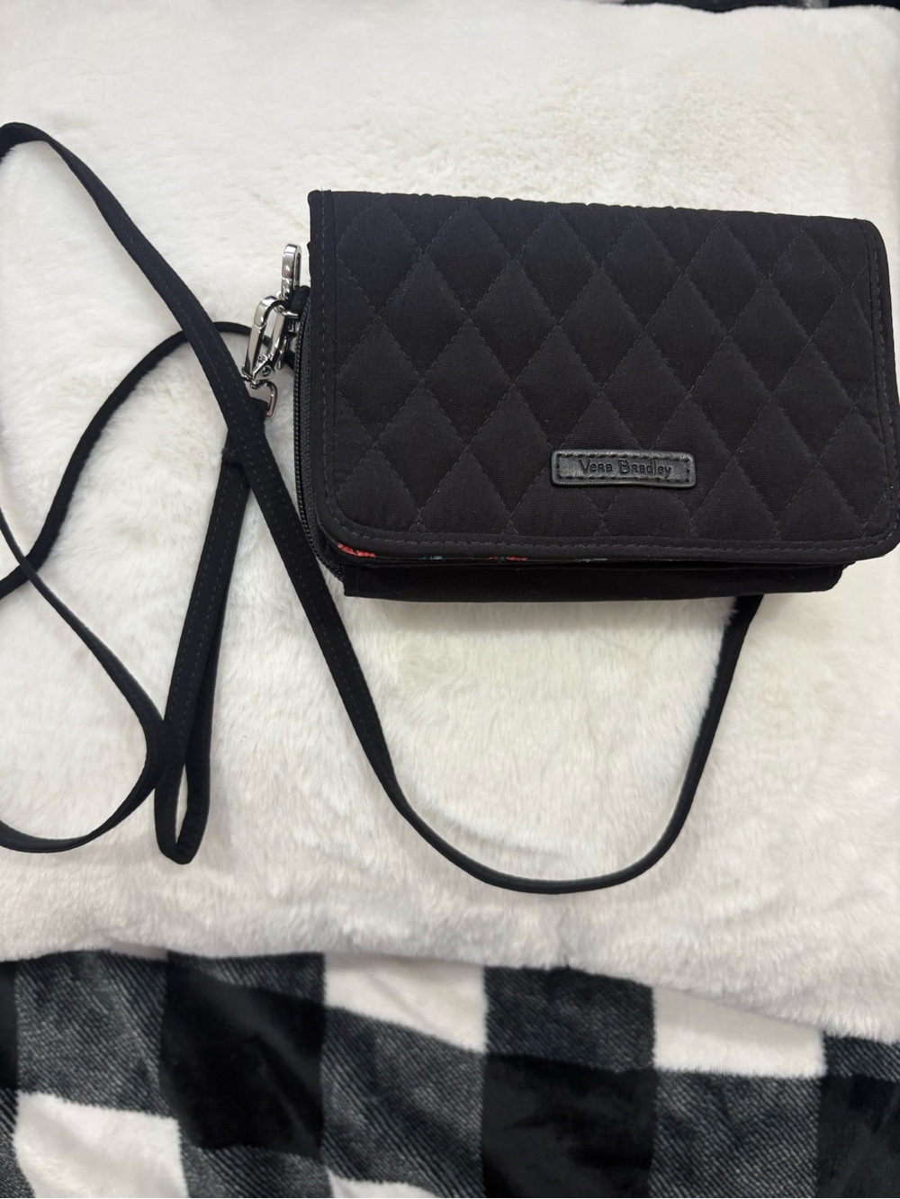 Vera Bradley Black Quilted Crossbody Wallet